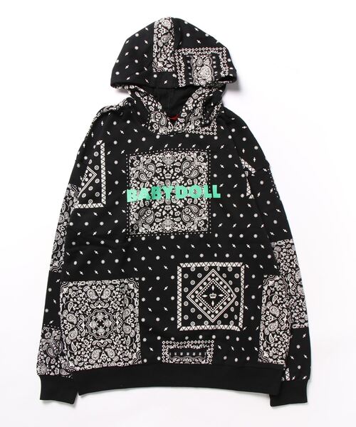 BABYDOLL(ベビードール)の「親子お揃い バンダナ柄パーカー 8853A(パーカー・レディース・ブラック/パープル・M/S/L/XL)」の4枚目の写真
