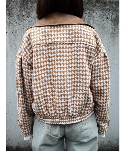 CECIL McBEE（セシルマクビー）の「千鳥柄ライダースジャケット（ライダースジャケット・レディース・ベージュ/ブラック/ブラウン・MEDIUM）」の11枚目の写真