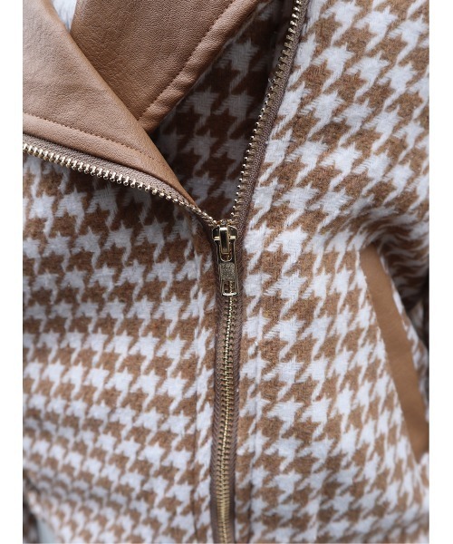 CECIL McBEE（セシルマクビー）の「千鳥柄ライダースジャケット（ライダースジャケット・レディース・ベージュ/ブラック/ブラウン・MEDIUM）」の13枚目の写真