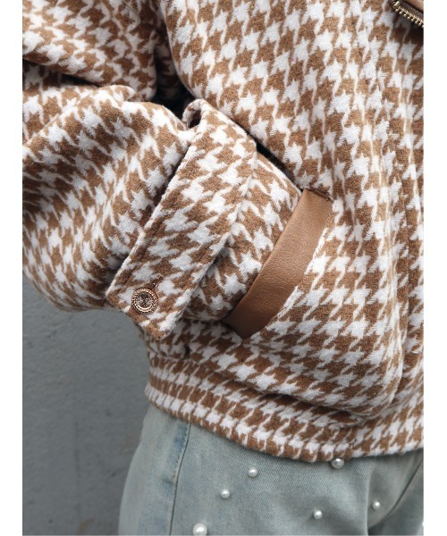 CECIL McBEE（セシルマクビー）の「千鳥柄ライダースジャケット（ライダースジャケット・レディース・ベージュ/ブラック/ブラウン・MEDIUM）」の14枚目の写真