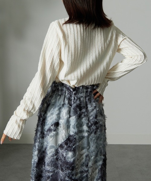 RANAN（ラナン）の「ハイネックジャカードメローカットソー（Tシャツ/カットソー・レディース・アイボリー/ブルー/ピンク/ブラック・M/L/LL）」の13枚目の写真