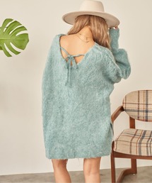 anap mimpi | モヘアタッチバックリボンMIXニットチュニック(ニット/セーター)