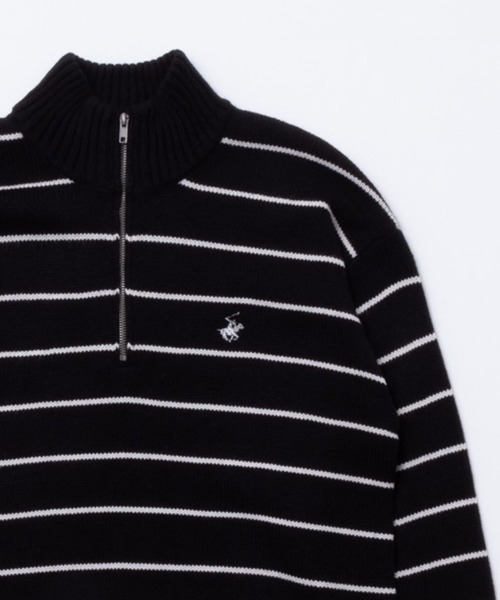 BEVERLY HILLS POLO CLUB(ビバリーヒルズポロクラブ)の「BEVERLY HILLS POLO CLUB ハーフジップアップセーター(ニット/セーター・メンズ・ホワイト×ネイビー/グレー/アイボリー/ネイビー/ベージュ/ブラック/ブラック×ホワイト・XL/M/L)」の1枚目の写真