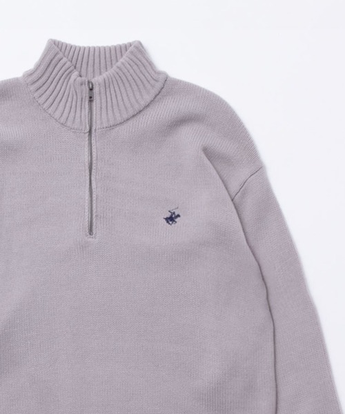 BEVERLY HILLS POLO CLUB(ビバリーヒルズポロクラブ)の「BEVERLY HILLS POLO CLUB ハーフジップアップセーター(ニット/セーター・メンズ・ホワイト×ネイビー/グレー/アイボリー/ネイビー/ベージュ/ブラック/ブラック×ホワイト・XL/M/L)」の5枚目の写真