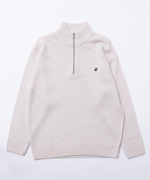 BEVERLY HILLS POLO CLUB(ビバリーヒルズポロクラブ)の「BEVERLY HILLS POLO CLUB ハーフジップアップセーター(ニット/セーター・メンズ・ホワイト×ネイビー/グレー/アイボリー/ネイビー/ベージュ/ブラック/ブラック×ホワイト・XL/M/L)」の8枚目の写真