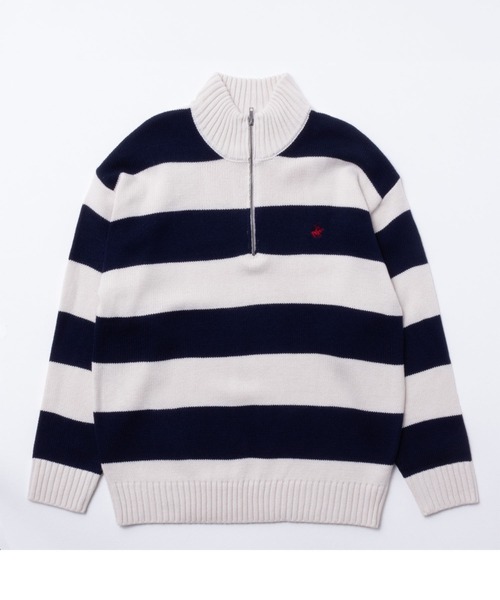 BEVERLY HILLS POLO CLUB(ビバリーヒルズポロクラブ)の「BEVERLY HILLS POLO CLUB ハーフジップアップセーター(ニット/セーター・メンズ・ホワイト×ネイビー/グレー/アイボリー/ネイビー/ベージュ/ブラック/ブラック×ホワイト・XL/M/L)」の9枚目の写真