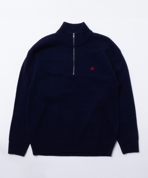 BEVERLY HILLS POLO CLUB(ビバリーヒルズポロクラブ)の「BEVERLY HILLS POLO CLUB ハーフジップアップセーター(ニット/セーター・メンズ・ホワイト×ネイビー/グレー/アイボリー/ネイビー/ベージュ/ブラック/ブラック×ホワイト・XL/M/L)」の14枚目の写真