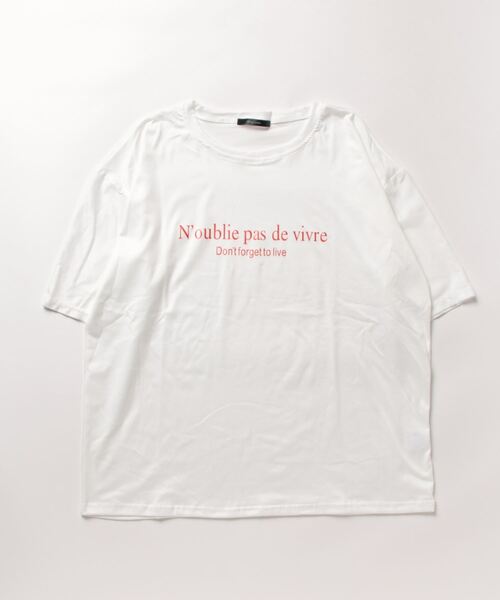 B.I.D.（ビーアイディー）の「【Bz】 [IZU] メッセージプリントTシャツ（Tシャツ/カットソー・レディース・ホワイト/ベージュ/ネイビー・FREE）」の5枚目の写真
