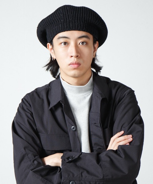 黒 ベレー帽 chisaki｜ウール カシミア ベレー帽 “Tent” tent-mn - Piu di