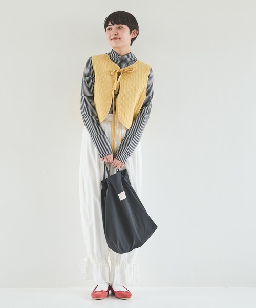 Crisp(クリスプ)の「2wayタートルボーダーTシャツ(Tシャツ/カットソー・レディース・ベージュ/オレンジ/ダークグレー・FREE)」の5枚目の写真