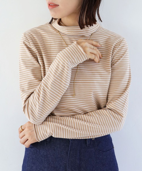 Crisp(クリスプ)の「2wayタートルボーダーTシャツ(Tシャツ/カットソー・レディース・ベージュ/オレンジ/ダークグレー・FREE)」の21枚目の写真