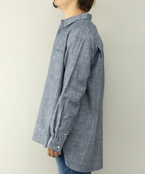 STYLEBLOCK（スタイルブロック）の「シャンブレー長袖シャツ(BIGシルエット)（シャツ/ブラウス・メンズ・ネイビー/ブラック/ホワイト・M/L）」の10枚目の写真