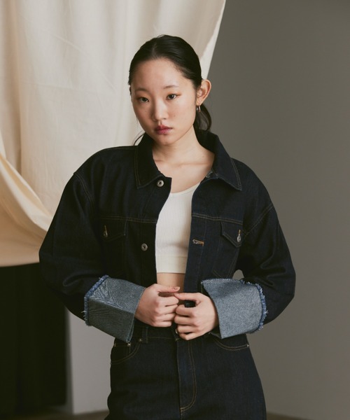 ジャケット・アウター roll up short denim setup Happy John（ハッピージョン）の「roll up short denim jacket