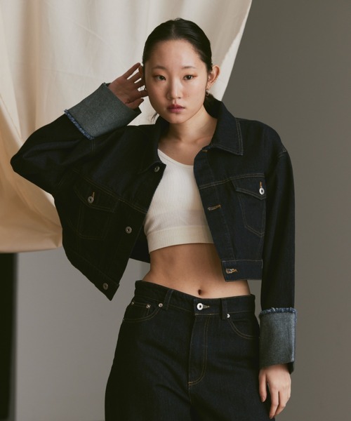 Happy John（ハッピージョン）の「roll up short denim jacket