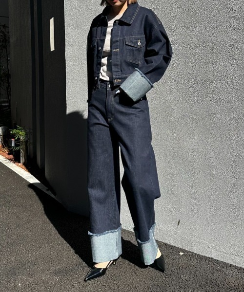 Happy John（ハッピージョン）の「roll up short denim jacket