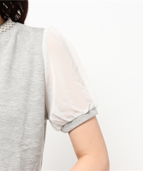 WEGO（ウィゴー）の「WEGO/パールシフォンスリーブスウェット（スウェット・レディース・ネイビー/杢グレー/オフホワイト・FREE）」の12枚目の写真