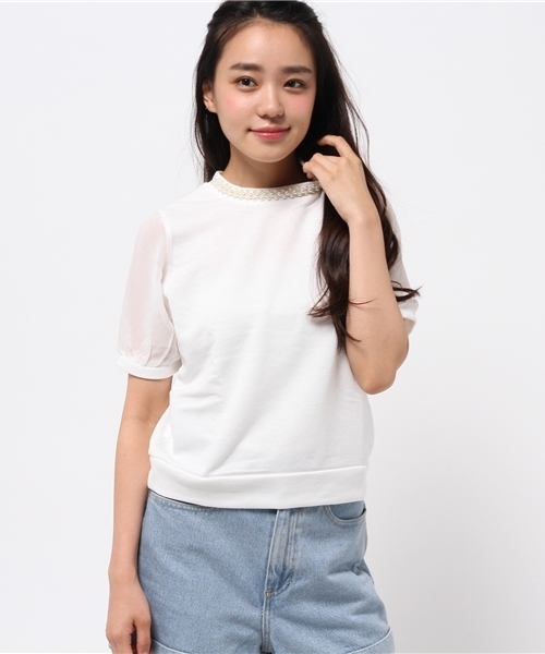 WEGO（ウィゴー）の「WEGO/パールシフォンスリーブスウェット（スウェット・レディース・ネイビー/杢グレー/オフホワイト・FREE）」の4枚目の写真