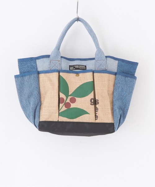 イングルヌック　リメイクデニムバッグ 手縫いフランス刺繍のリメイクデニムバッグ トートバッグ aco
