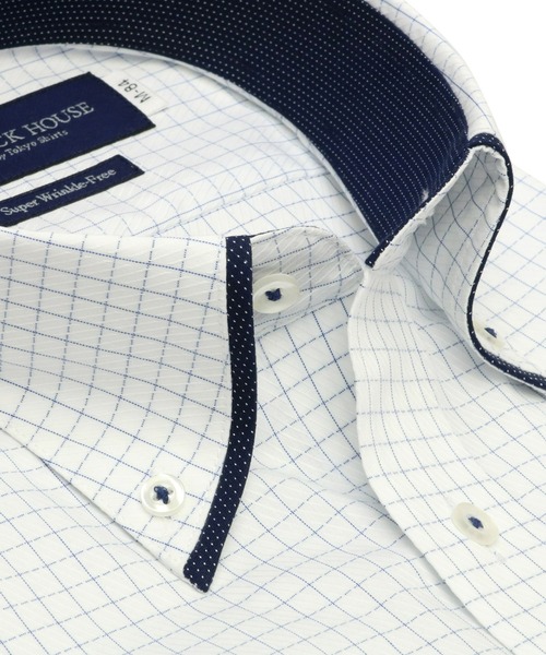 TOKYO SHIRTS（トウキョウシャツ）の「超形態安定ノーアイロン ボタンダウン 長袖ビジネスワイシャツ（ビジネスシャツ・メンズ・ブルー・首回り42cm-裄丈82cm/首回り37cm-裄丈84cm/首回り39cm-裄丈80cm/首回り37cm-裄丈80cm/首回り41cm-裄丈82cm/首回り42cm-裄丈86cm/首回り43cm-裄丈82cm/首回り43cm-裄丈86cm/首回り39cm-裄丈84cm/首回り41cm-裄丈86cm）」の2枚目の写真