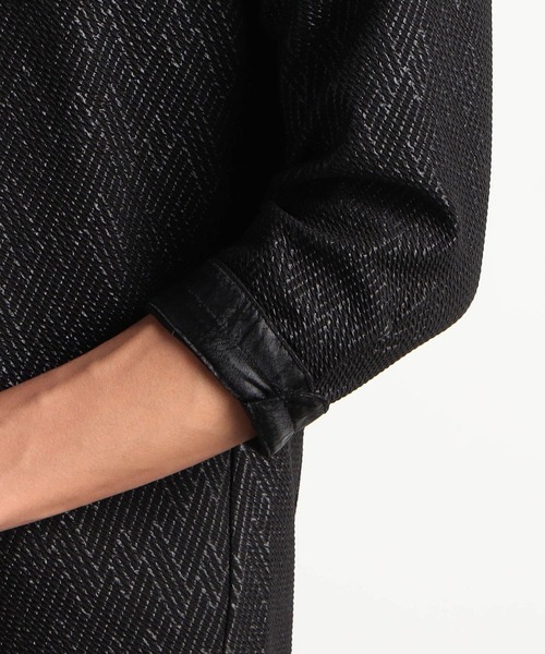 HIDEAWAYS NICOLE（ハイダウェイニコル）の「ブリスターエンボスバスケット7分袖イタリアンカラーシャツ（シャツ/ブラウス・メンズ・ブラック/ネイビー/オフホワイト/ピンク・MEDIUM/LARGE/X-LARGE）」の14枚目の写真