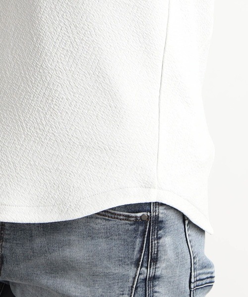 HIDEAWAYS NICOLE（ハイダウェイニコル）の「ブリスターエンボスバスケット7分袖イタリアンカラーシャツ（シャツ/ブラウス・メンズ・ブラック/ネイビー/オフホワイト/ピンク・MEDIUM/LARGE/X-LARGE）」の16枚目の写真