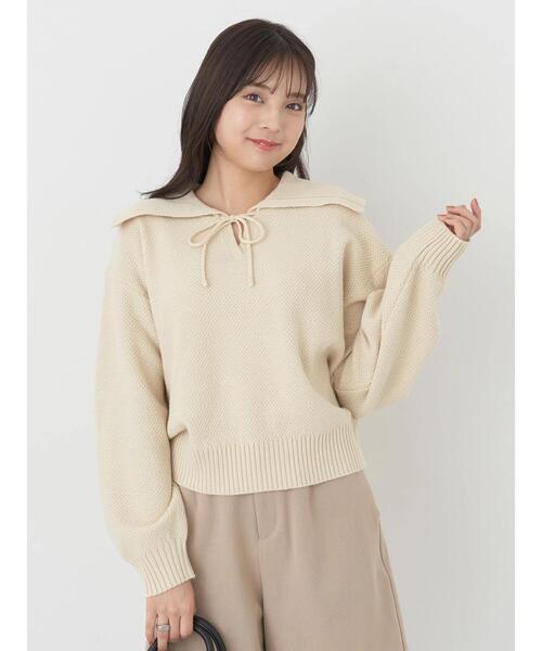 earth music&ecology（アースミュージックアンドエコロジー）の「BIG襟ニットプルオーバー（ニット/セーター・レディース・ピンク/ミント/ライトベージュ・FREE）」の6枚目の写真