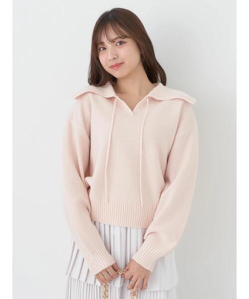 earth music&ecology（アースミュージックアンドエコロジー）の「BIG襟ニットプルオーバー（ニット/セーター・レディース・ピンク/ミント/ライトベージュ・FREE）」の8枚目の写真