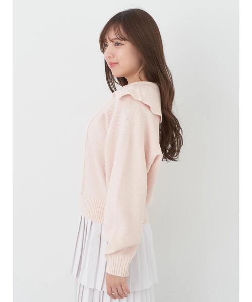 earth music&ecology（アースミュージックアンドエコロジー）の「BIG襟ニットプルオーバー（ニット/セーター・レディース・ピンク/ミント/ライトベージュ・FREE）」の9枚目の写真
