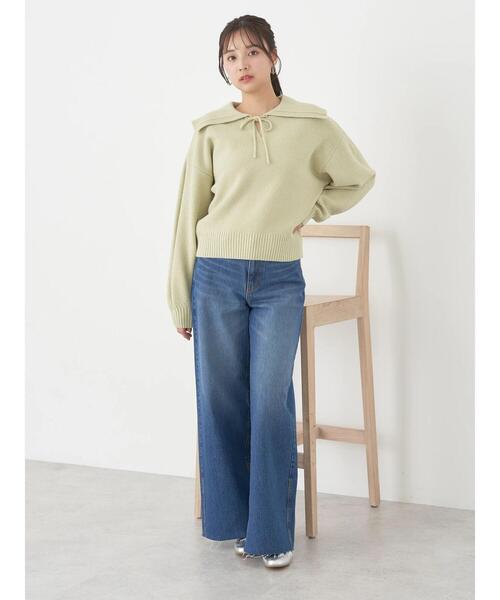 earth music&ecology（アースミュージックアンドエコロジー）の「BIG襟ニットプルオーバー（ニット/セーター・レディース・ピンク/ミント/ライトベージュ・FREE）」の19枚目の写真