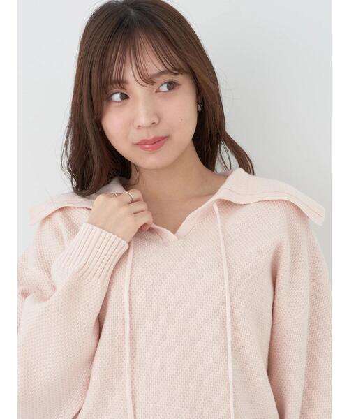 earth music&ecology（アースミュージックアンドエコロジー）の「BIG襟ニットプルオーバー（ニット/セーター・レディース・ピンク/ミント/ライトベージュ・FREE）」の22枚目の写真