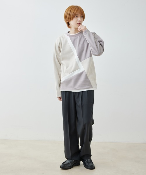  j.n.r.d（ジェー・エヌ・アール・ディー）の「j.n.r.d/スウェード切替フェイクレイヤードプルパーカー（Tシャツ/カットソー・メンズ・ライトグリーン/キナリ/サックスブルー・L/LL/M）」の7枚目の写真