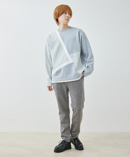  j.n.r.d（ジェー・エヌ・アール・ディー）の「j.n.r.d/スウェード切替フェイクレイヤードプルパーカー（Tシャツ/カットソー・メンズ・ライトグリーン/キナリ/サックスブルー・L/LL/M）」の9枚目の写真