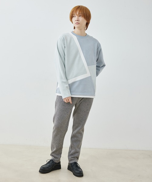  j.n.r.d（ジェー・エヌ・アール・ディー）の「j.n.r.d/スウェード切替フェイクレイヤードプルパーカー（Tシャツ/カットソー・メンズ・ライトグリーン/キナリ/サックスブルー・L/LL/M）」の10枚目の写真