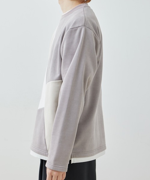  j.n.r.d（ジェー・エヌ・アール・ディー）の「j.n.r.d/スウェード切替フェイクレイヤードプルパーカー（Tシャツ/カットソー・メンズ・ライトグリーン/キナリ/サックスブルー・L/LL/M）」の12枚目の写真