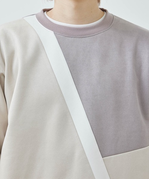  j.n.r.d（ジェー・エヌ・アール・ディー）の「j.n.r.d/スウェード切替フェイクレイヤードプルパーカー（Tシャツ/カットソー・メンズ・ライトグリーン/キナリ/サックスブルー・L/LL/M）」の14枚目の写真