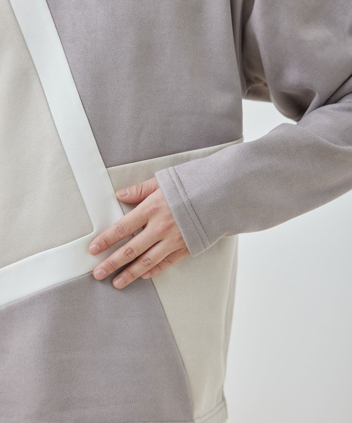  j.n.r.d（ジェー・エヌ・アール・ディー）の「j.n.r.d/スウェード切替フェイクレイヤードプルパーカー（Tシャツ/カットソー・メンズ・ライトグリーン/キナリ/サックスブルー・L/LL/M）」の16枚目の写真