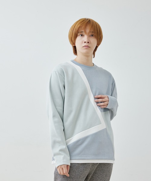  j.n.r.d（ジェー・エヌ・アール・ディー）の「j.n.r.d/スウェード切替フェイクレイヤードプルパーカー（Tシャツ/カットソー・メンズ・ライトグリーン/キナリ/サックスブルー・L/LL/M）」の19枚目の写真