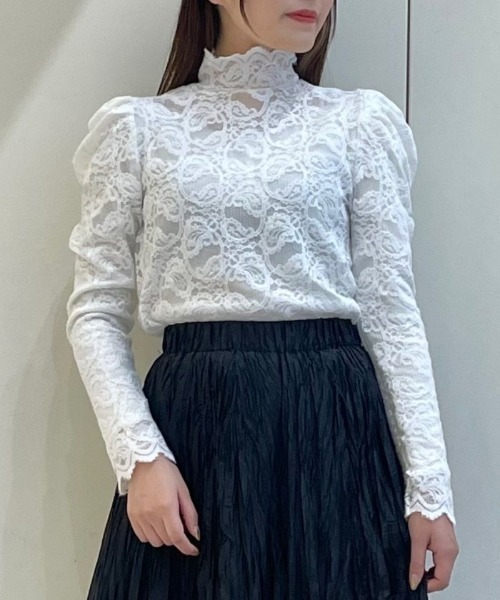 axes femme（アクシーズファム）の「起毛ペイズリーハイネックプルオーバー（Tシャツ/カットソー・レディース・キナリ/ホワイト/ブラック・FREE）」の2枚目の写真