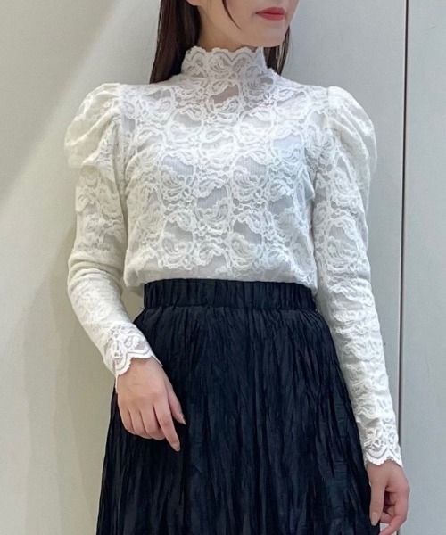 axes femme（アクシーズファム）の「起毛ペイズリーハイネックプルオーバー（Tシャツ/カットソー・レディース・キナリ/ホワイト/ブラック・FREE）」の3枚目の写真