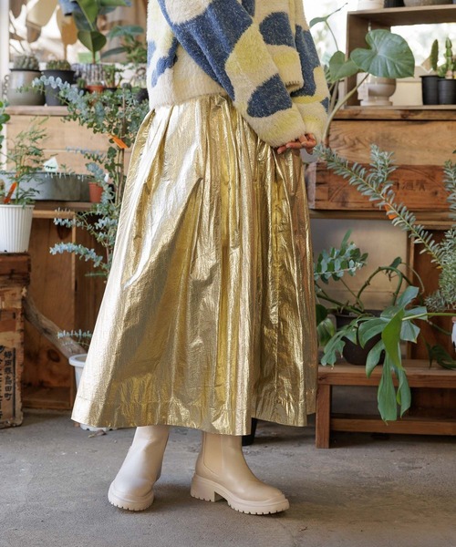 niko and...（ニコアンド）の「シャイニーフレアスカート（スカート・レディース・ライトベージュ/ライトグレー・FREE）」の8枚目の写真