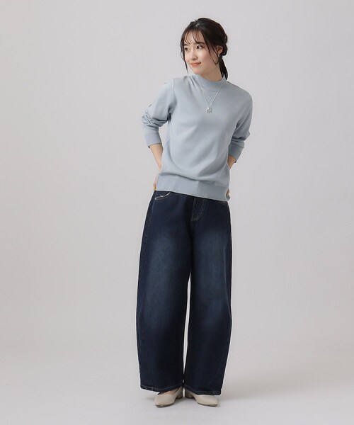 SHOO・LA・RUE(シューラルー)の「◆【洗える】オフィスカジュアルにも ちくちくしにくい ハイネックニット(ニット/セーター・レディース・ベビーピンク/ホワイト系5/ブラック/オフホワイト/サックスブルー・02/03/04)」の9枚目の写真