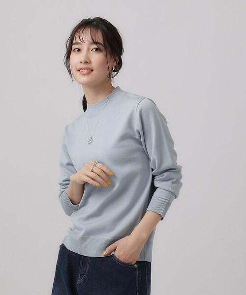 SHOO・LA・RUE(シューラルー)の「◆【洗える】オフィスカジュアルにも ちくちくしにくい ハイネックニット(ニット/セーター・レディース・ベビーピンク/ホワイト系5/ブラック/オフホワイト/サックスブルー・02/03/04)」の13枚目の写真