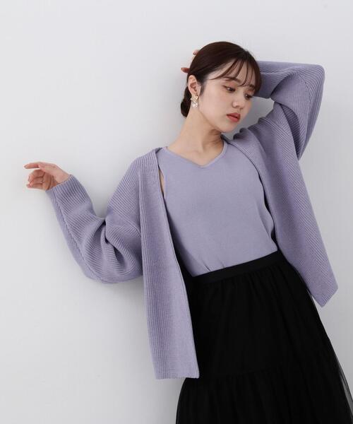 PROPORTION BODY DRESSING(プロポーションボディドレッシング)の「アメスリーブカーデSET UP / 1214170213(ニット/セーター・レディース・ブルー/ホワイト/ベージュ系その他・FREE)」の3枚目の写真