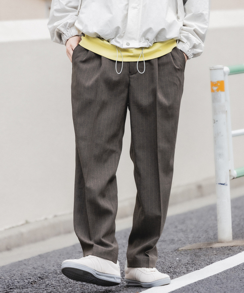 HOMME PLISSÉ ストライプ スラックス サイズ2 WETTEMPT スラックス 2 TUCK EASY STRIPE SLACKS /ツータック