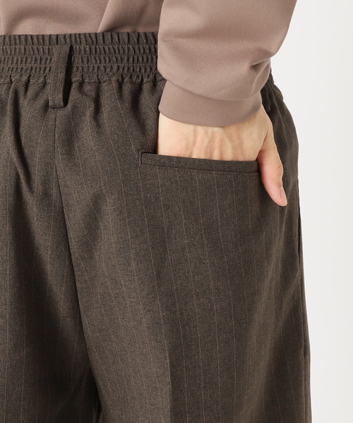 417 EDIFICE（フォーワンセブンエディフィス）の「ストライプトロ 2タック イージーパンツ（スラックス・メンズ・ブラック/ブラウン・SMALL/MEDIUM/LARGE）」の6枚目の写真