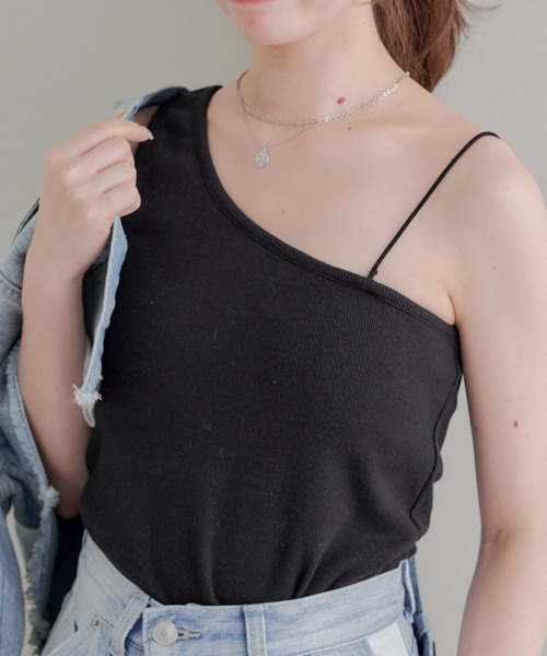 18SS FUMIKA_UCHIDA 定番タンクトップ ワンショルダー ブラウン セール】【2024SS】ワンショルパット付タンク（タンクトップ