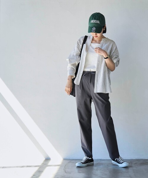 coen（コーエン）の「接触冷感リネンレーヨンバンドカラーシャツ（シャツ/ブラウス・レディース・ナチュラル/ライラック/ライム/ダークグレー/その他1・M/L）」の19枚目の写真