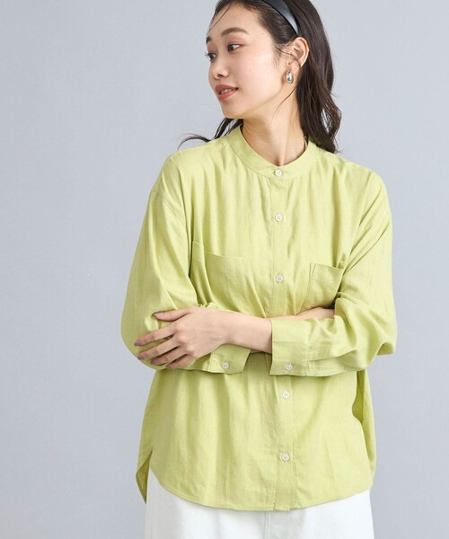 coen（コーエン）の「接触冷感リネンレーヨンバンドカラーシャツ（シャツ/ブラウス・レディース・ナチュラル/ライラック/ライム/ダークグレー/その他1・M/L）」の21枚目の写真