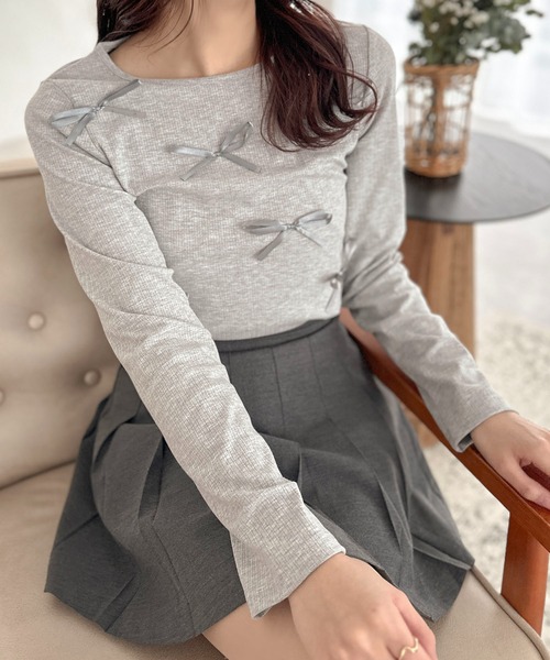 apres jour clair(アプレジュールクレア)の「【apres jour clair】リボンデザイントップス【ZOZOTOWN限定アイテム】(Tシャツ/カットソー・レディース・ブラック/グレー/オフホワイト・フリー/X-LARGE)」の12枚目の写真