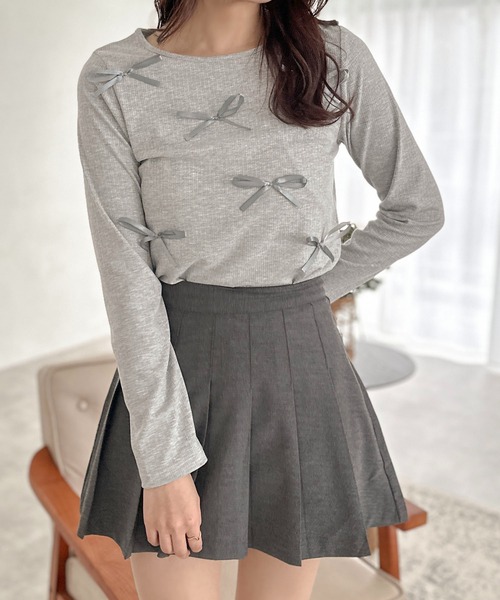 apres jour clair(アプレジュールクレア)の「【apres jour clair】リボンデザイントップス【ZOZOTOWN限定アイテム】(Tシャツ/カットソー・レディース・ブラック/グレー/オフホワイト・フリー/X-LARGE)」の16枚目の写真